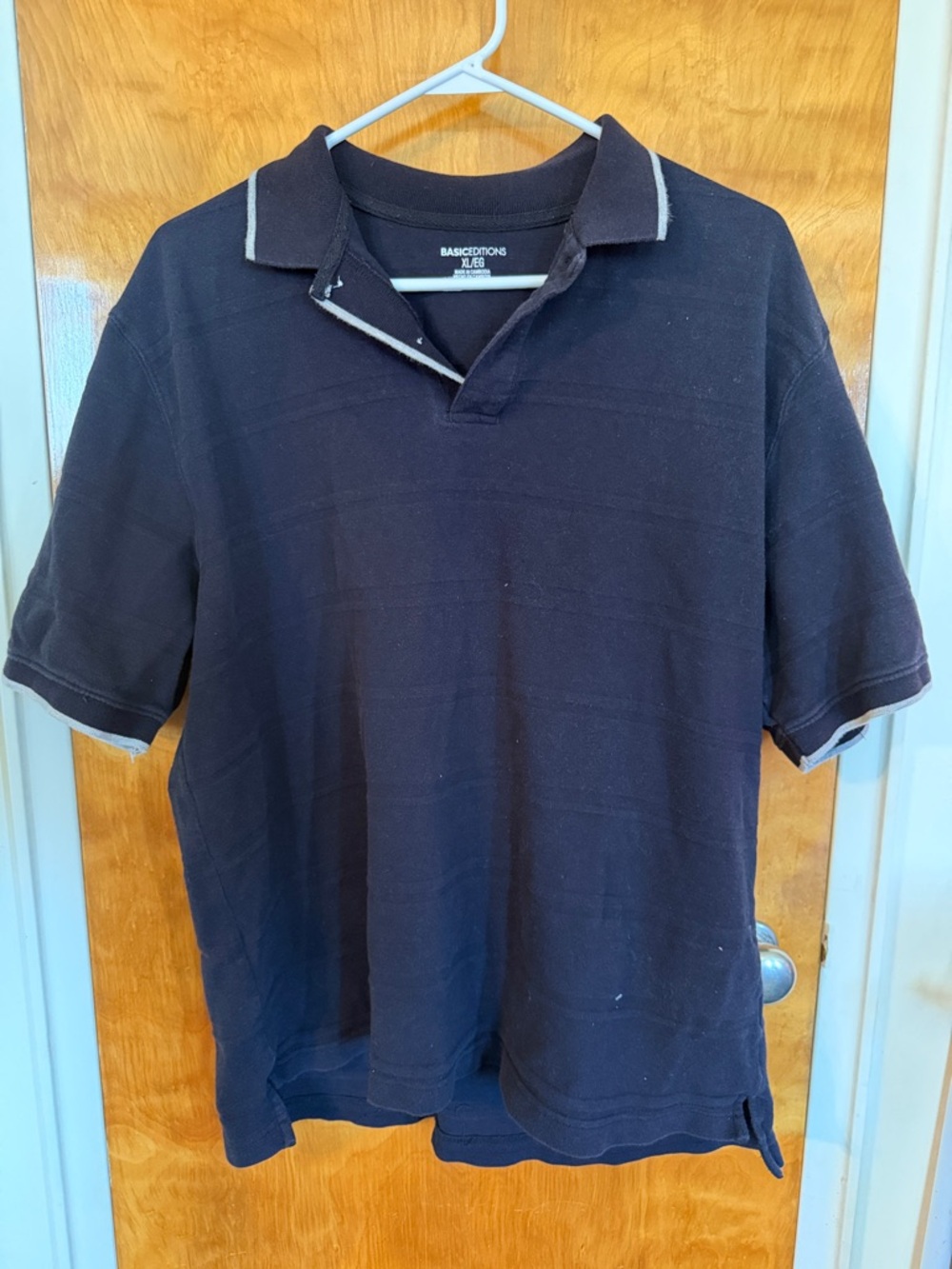 Basic Editions Navy Polo with Gray Contrast Trim